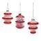 Red Finial with Tinsel Filling Glass Ornaments Set